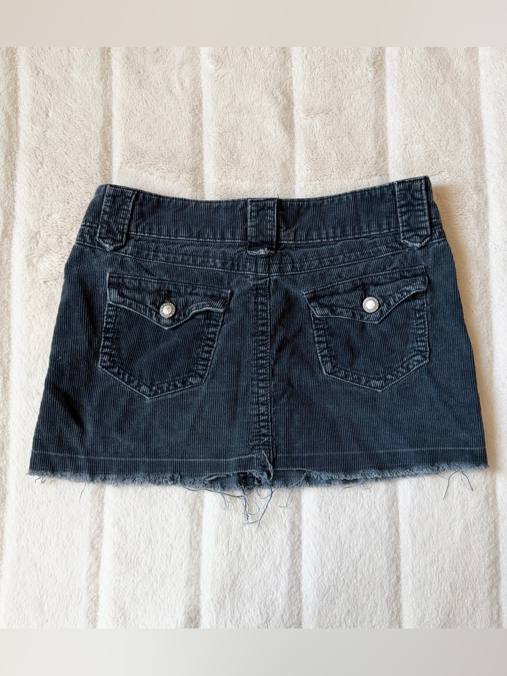 Vintage Y2K Corduroy Mini Skirt Blue/Grey Size XS